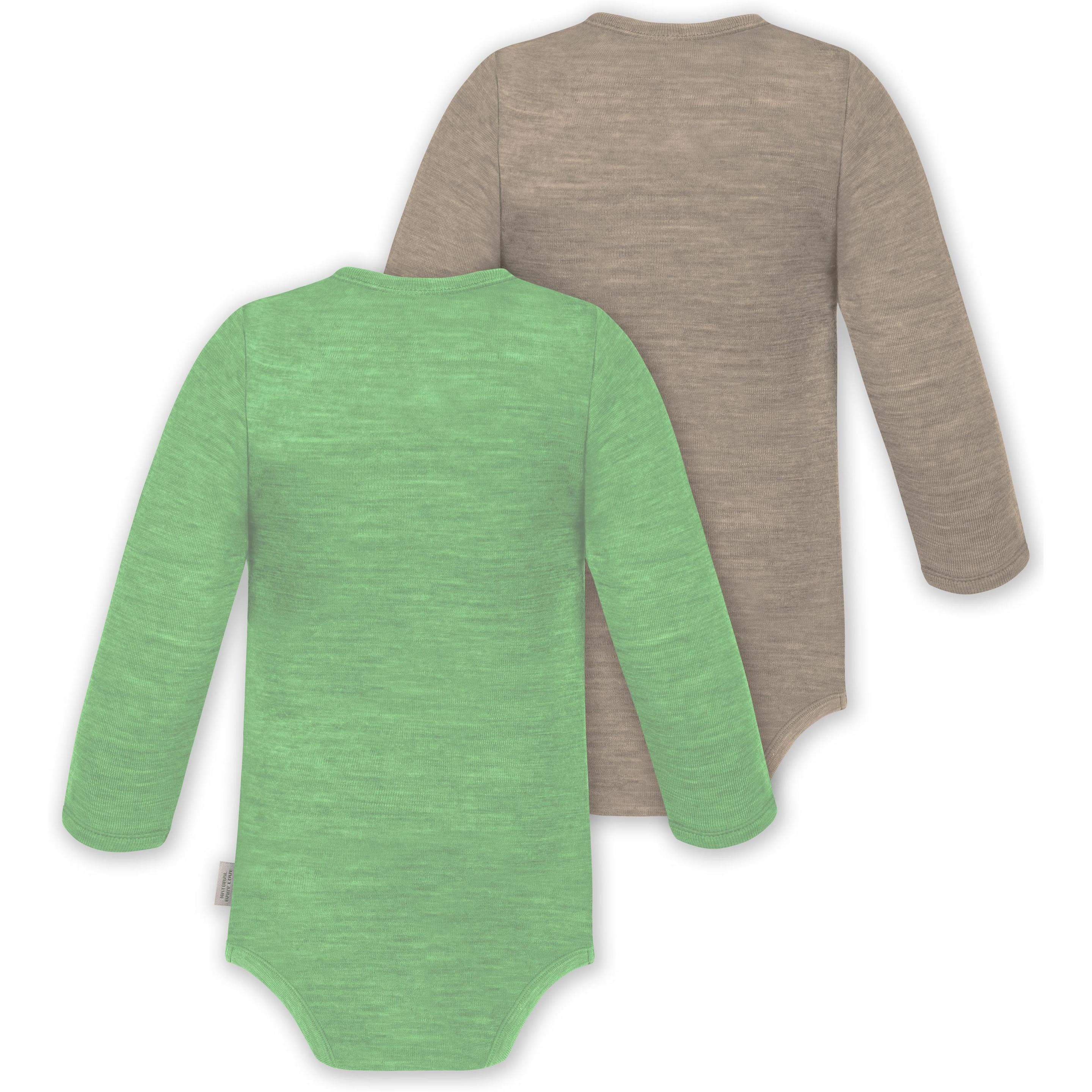 Thumbnail - Normani, Herren, Body, 2er Pack Baby Merino Body Langarm „Auckland" - 9373, Grün, (56)