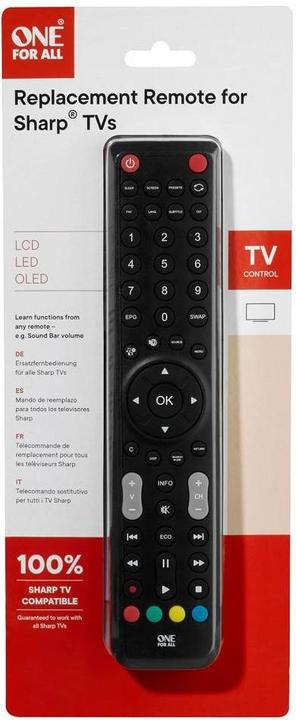 Immagine prodotto One for All Telecomando di ricambio per TV Sharp (Telecomando universale, Infrarossi)
