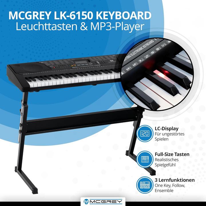 Actual product image Funkey LK-6150 Keyboard Set mit Leuchttasten und Z-Ständer (61 Keys)