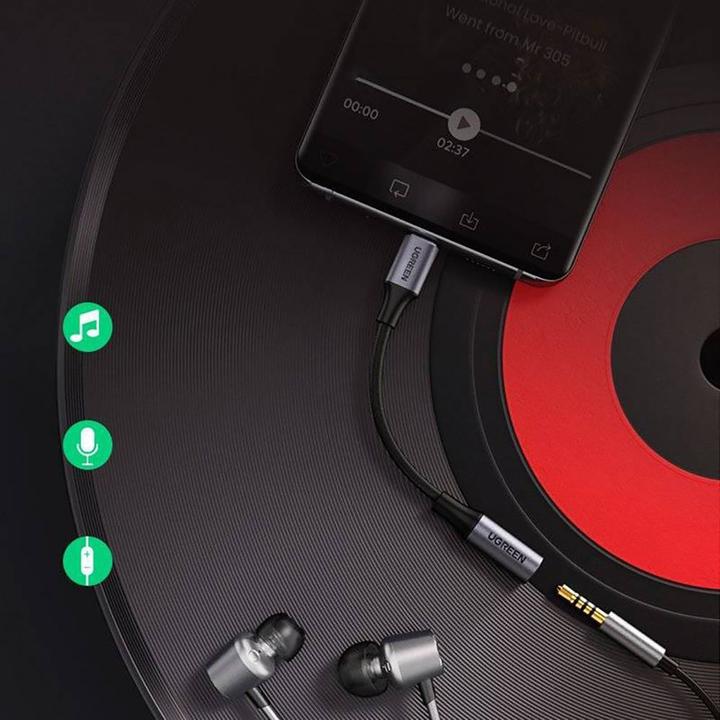 Image du produit Ugreen AV161 adaptateur pour casque mini jack 3.5 mm (femelle) / USB-C (mâle) 10 cm - gris (Jack 3.5mm, USB Type C)