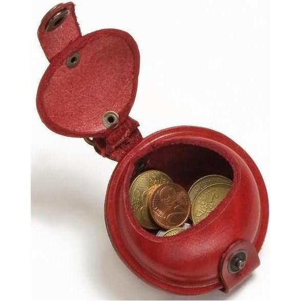 Mika, Portemonnaie, Schlüsselanhänger / Kleingeldbörse klein Sattelleder 7cm rot, Rot