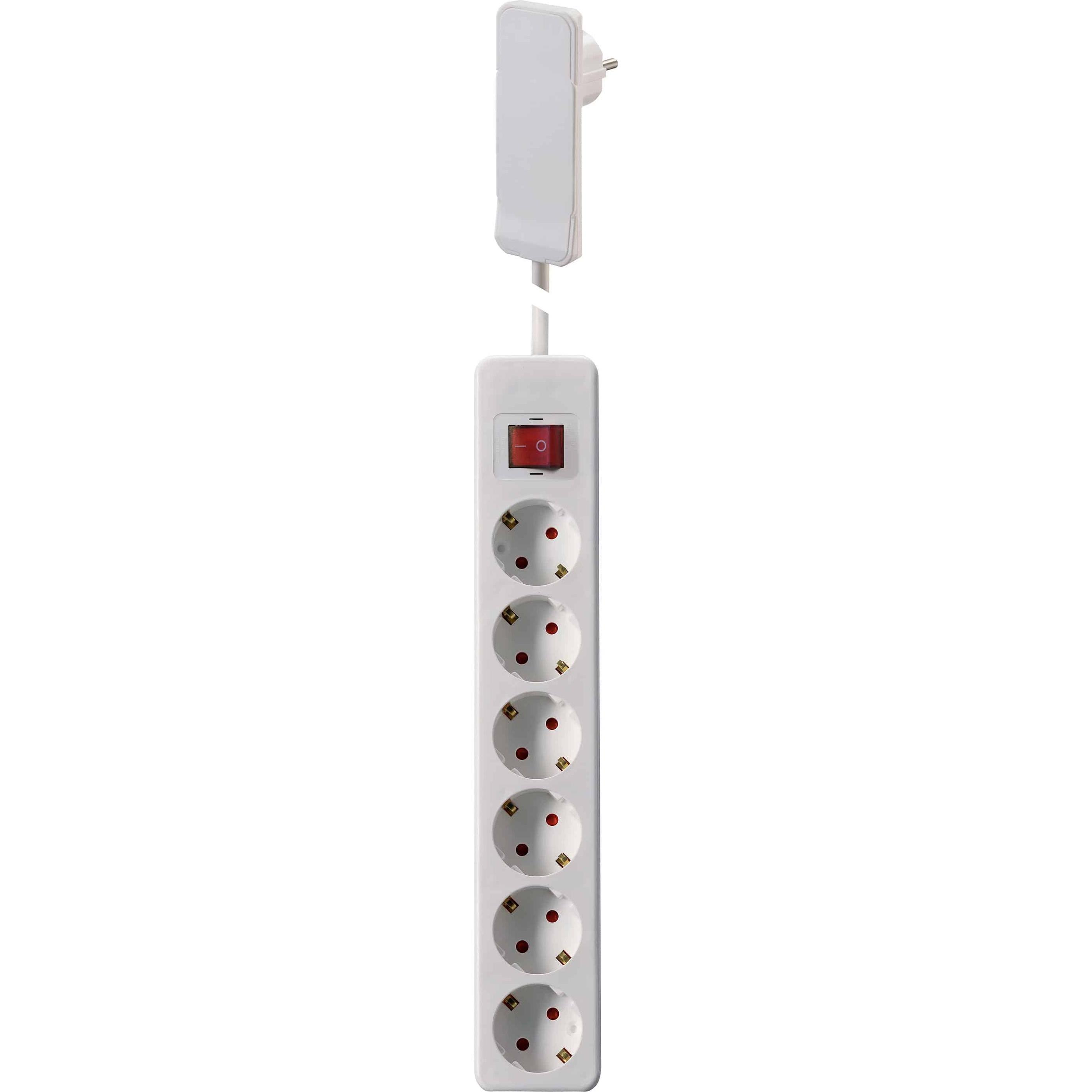 Gebro, Steckdosenleiste, Steckdosenleiste 105671, 6-fach, mit Flachstecker FlatPlug u. Schalter, weiss (6 x)