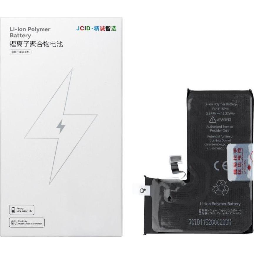 NoName Battery JCID JCID Battery for iPhone 15 Pro 3430 mAh (high capacity), Batteria smartphone