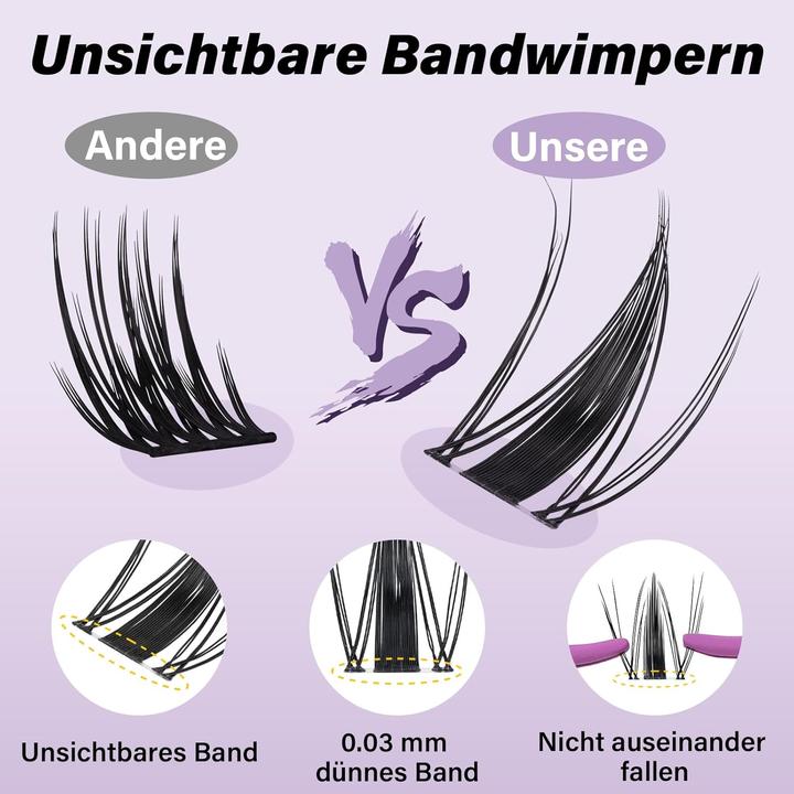 B&Q Lash Extension Set mit unsichtbarem Band (144 Stück) (Künstliche Wimpern)