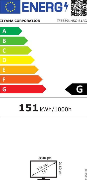 Energie-Label iiyama TF5539UHSC-W1AG (3840 x 2160 Pixel, 55")