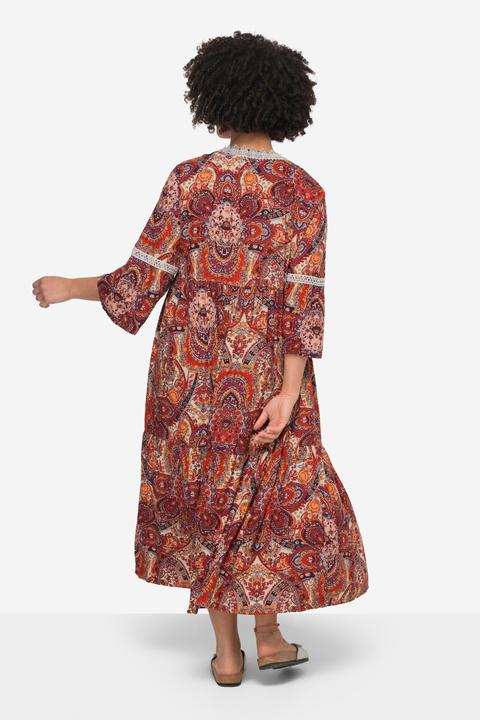 Image du produit Angel of Style Robe maxi trapèze à imprimé all-over. Col tunisien et manches 3/4 (52)