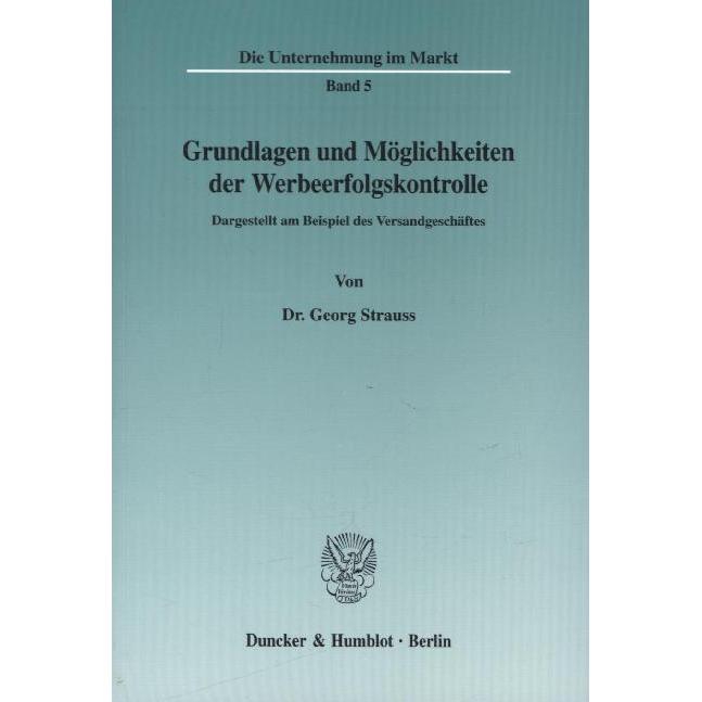 Grundlagen und Möglichkeiten der Werbeerfolgskontrolle., Fachbücher