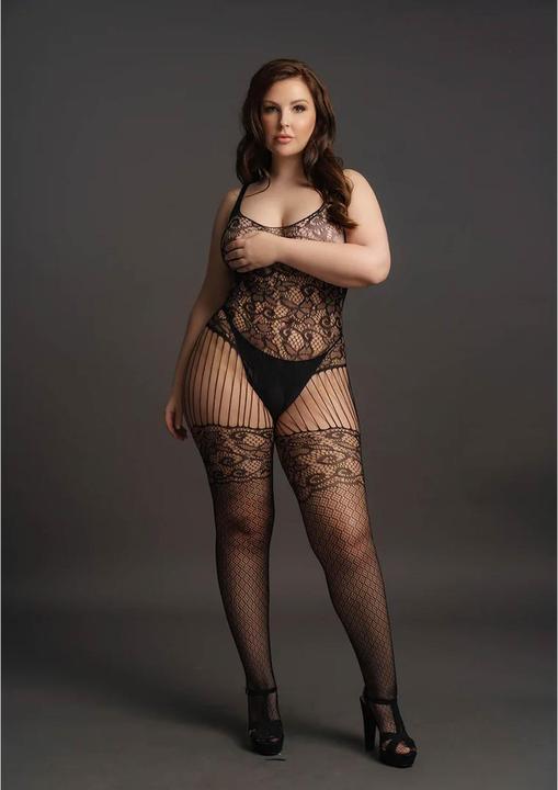 Actual product image Le Désir Lace and Fishnet Bodystocking - OSX (4XL)