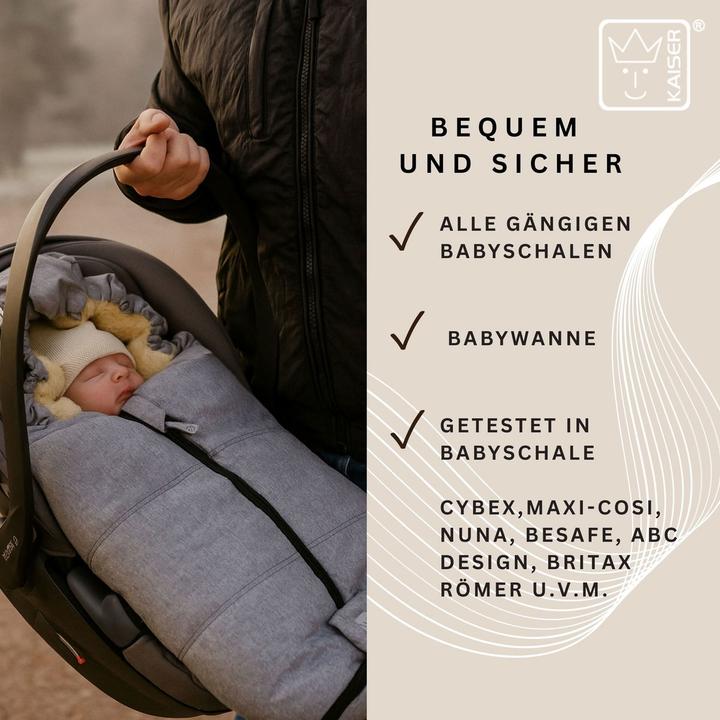 Produktbild Kaiser Baby Kaiser Babyschalen Fusssack aus Lammfell Naadja, light grey melange