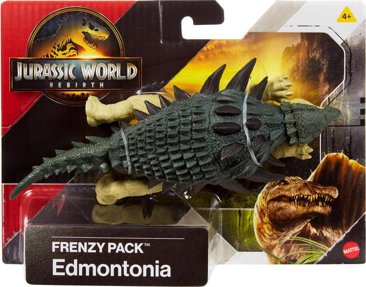 Actual product image Mattel Jurassic World Rebirth Frenzy Pack Edmontonia Dinosaur Figure, Authentic Toy, Digital Play