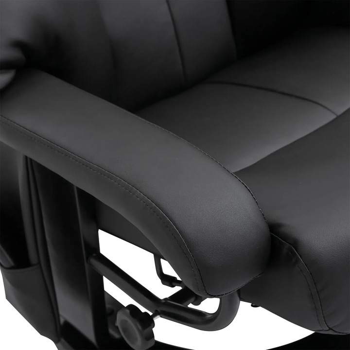 Actual product image Swisshandel24 Massage chair reclining function with stool velvety polyester black 76x80x102cm