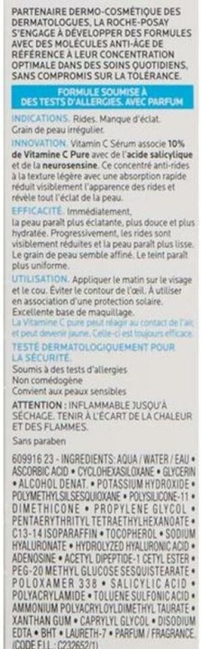 Nutritional values and ingredients La Roche Posay Redermic Pure Vitamin C10 Serum (30 ml)