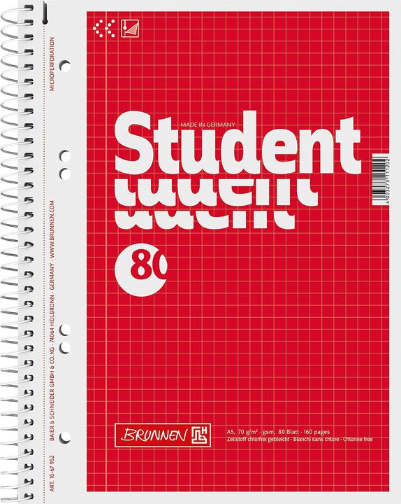 Produktbild Brunnen Collegeblock Student (A5, Kariert)