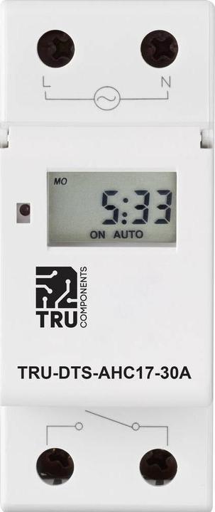 Image du produit Tru Components Horloge programmable pour rail DIN Tension de service : 220 V/AC 30 A 250 V/AC