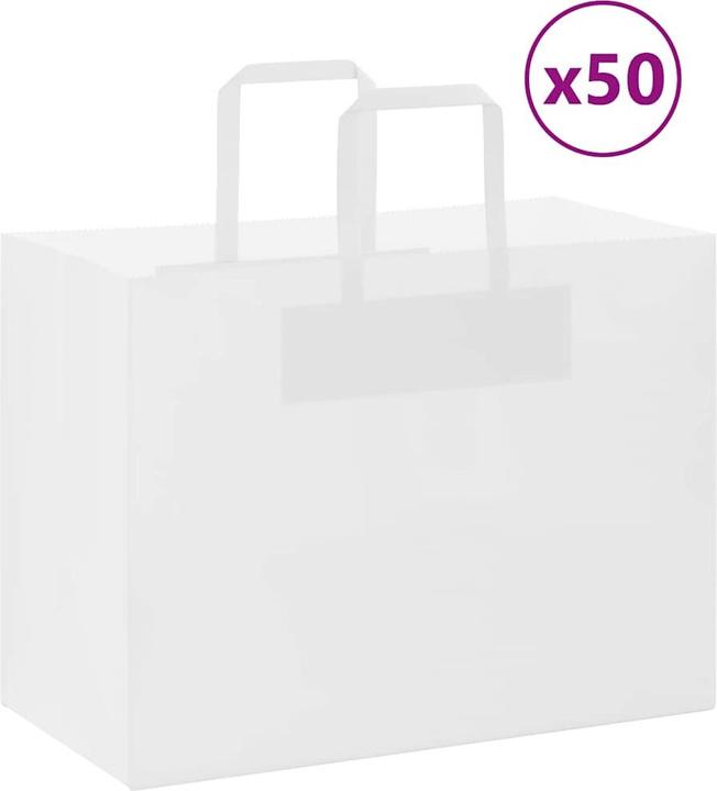 Immagine prodotto VidaXL Sacchetti di carta kraft 50 pezzi con manico bianchi 32x17x25 cm (Borsa da regalo, 50 x)
