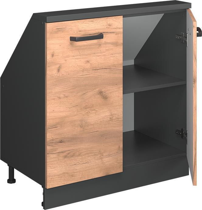 Produktbild Vichy Dachschrägenschrank Rion, Anthrazit/Goldkraft Eiche, mit 2 Türen (46 x 46 x 81.60 cm)
