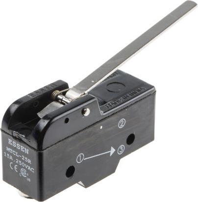 Productafbeelding RS PRO Microschakelaar hefboombedieningsschroef, 15 A @ 250 V ac, 1-polige omschakeling 85 g