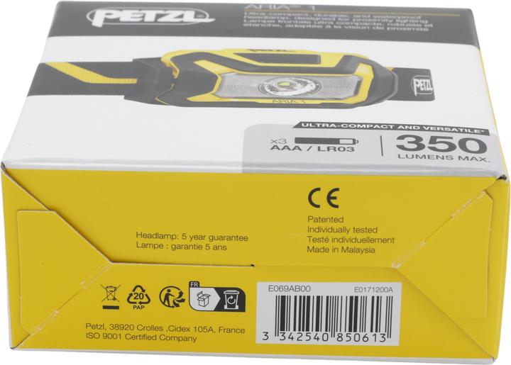 Image du produit Petzl E069AB00 Headlamp ARIA 1 Black/Yellow (450 lm)