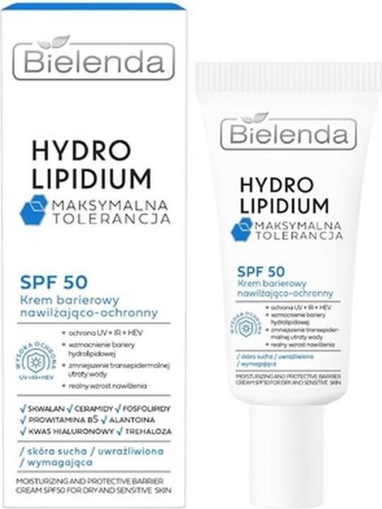 Actual product image Bielenda BIEL HYDRO LIPIDIUM Krem ochronny 50ml (Suntan cream, SPF 50, 30 ml)