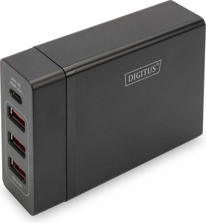 Produktbild Digitus 4-Port USB-Ladeadapter 72W 1x USB-C PD 5 9 15 20V/3A 3x USB-A 5V/2.4A schwarz (72 W)
