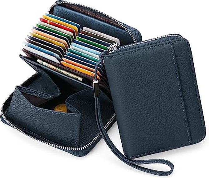 Produktbild Only-Bags.Store Portemonnaie aus Leder mit Kreditkartenschutz, Portemonnaie mit Reissverschluss, Portemonnaie im