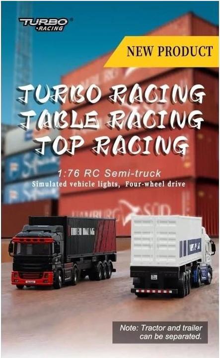 Immagine prodotto Turbo Racing Camion C50 con rimorchio bianco, 1:76, RTR (RTR pronto all'uso)