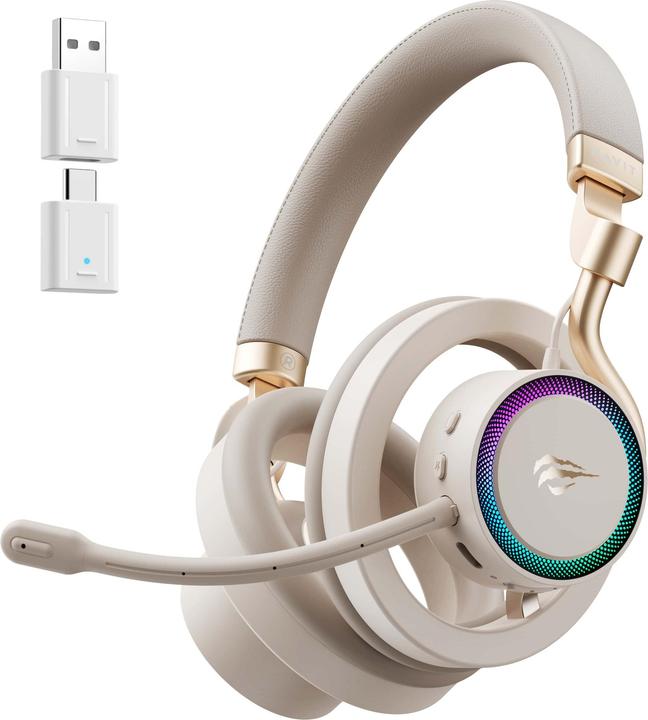 Actual product image Havit Fuxi-H8 - Kabelgebundene/kabellose Gaming-Kopfhörer (goldfarben) (Cable, Wireless)