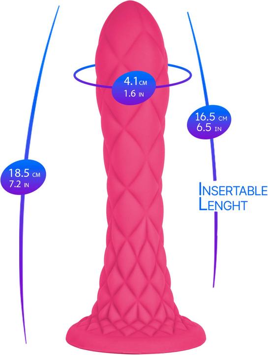 Actual product image Silexd Dreamy Dildo Fantasy Flüssigsilikon Thermoreaktiv Fuchsia 18,5 Cm