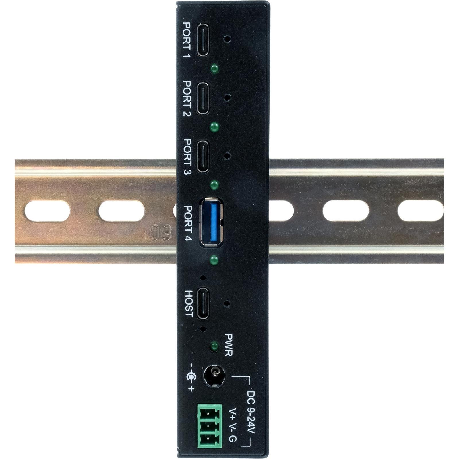 Thumbnail - Exsys Industrial USB 3.2 Gen 2x1 Hub 4-Port (USB-C, 4 Ports), Dockingstation + USB Hub, Schwarz
