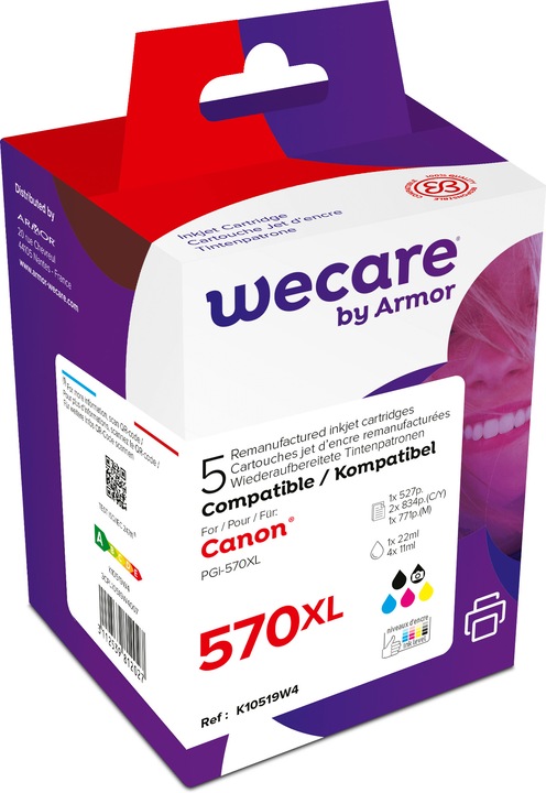 Immagine prodotto Wecare Multipack ricostruito XL BKCMY PG570/571 per Canon PIXMA MG5750 22/11ml (M, FC, C, Y)