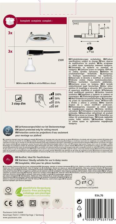 Produktbild Paulmann Einbauleuchte Nova Set (460 lm, GU10)