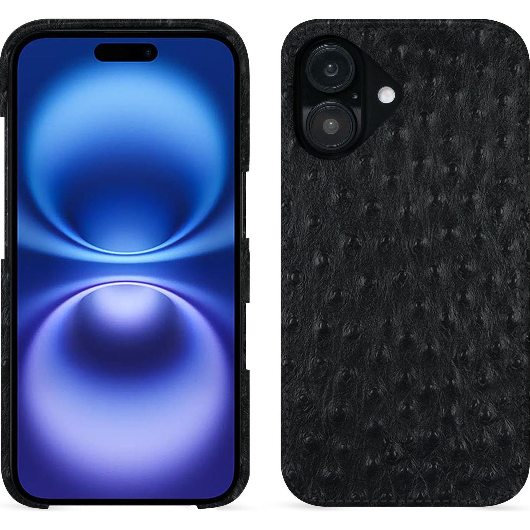 Noreve Lederschutzhülle (Apple iPhone 16), Smartphone Hülle, Schwarz