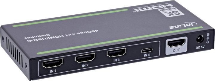 Actual product image InLine ® HDMI Switch, 4-fach, 48Gb/s, 8K@60Hz, mit USB-C