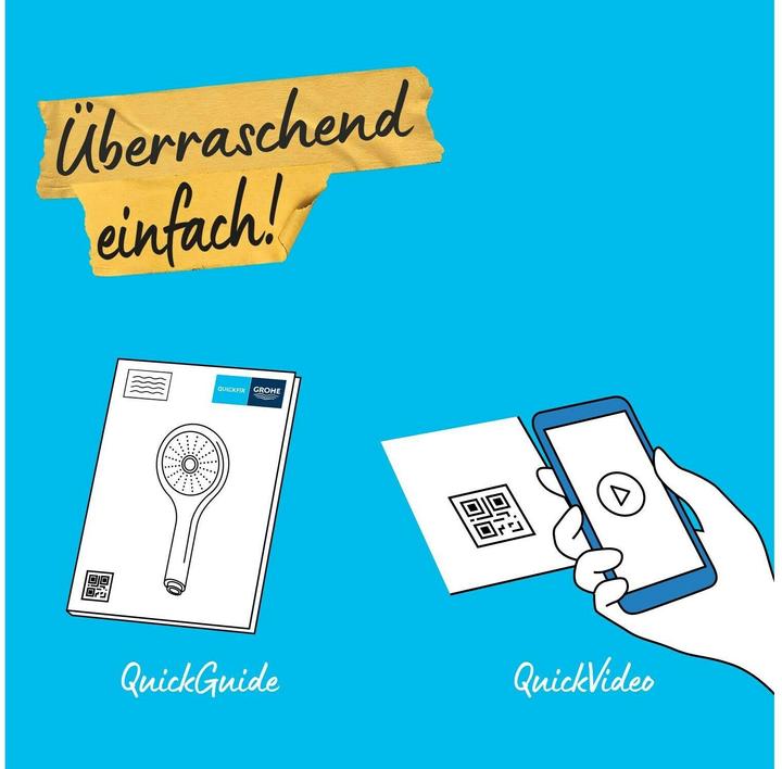 Label énergétique Grohe Vitalio Start 110 QuickFix Handbrause, intelligente Strahlumstellung, wassersparend, 2 Strahlarten (2 Types de jets, 7.40 l/min)