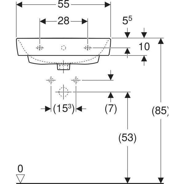 Thumbnail - Geberit, Waschbecken, Waschtisch Renova Plan 55 cm wei 501632001 (440 mm, 550 mm)