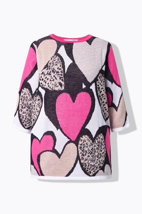 Produktbild Miamoda Pullover, Loose Fit, Herzen, 3/4-Ärmel (60)