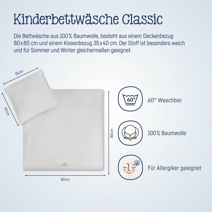 Actual product image Julius Zöllner Children's pillowcase Light Grey 40 x 60 cm (40 x 60 cm, 40 x 60 cm)