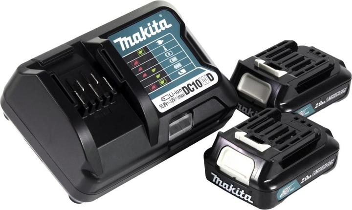 Produktbild Makita WR 100 DWA Akku Ratschenschrauber 12 V 47,5 Nm 1/4" 3/8" + 2x Akku 2,0 Ah + Ladegerät (1/4", 3/8")