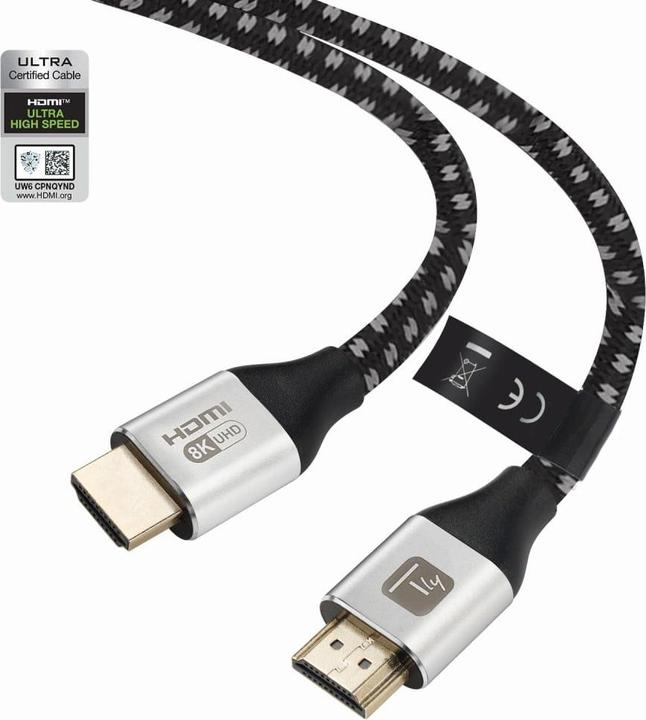 Produktbild Techly HDMI 10K,8K,4K Video Kabel, 48 Gbit/s, St-St 2m schwarz Textilmantel Hersteller: (2 m)