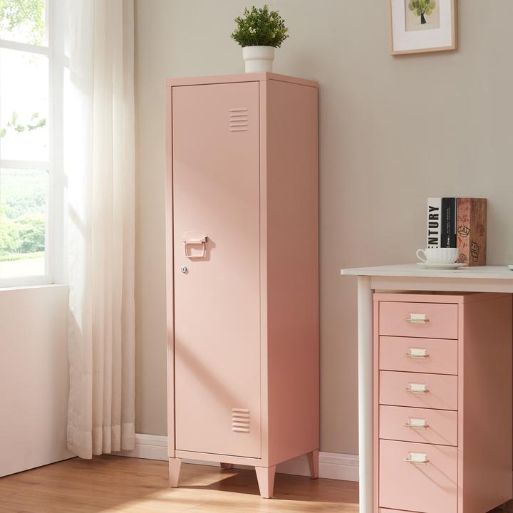 Actual product image En.Casa Einzelspind Kurikka 137x38x38 cm Peachy Beige (38 x 38 x 137 cm)