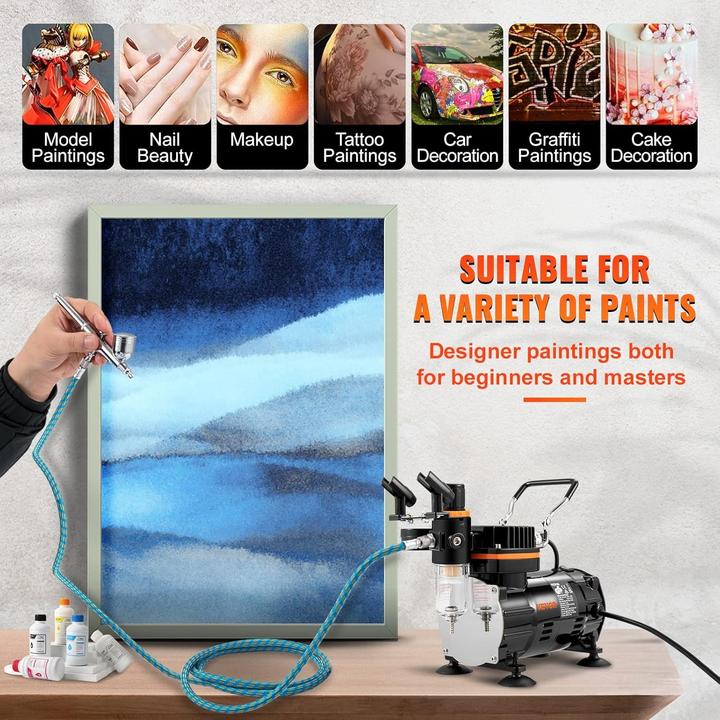 Actual product image Vevor Dual Action Airbrush Spray Gun Set