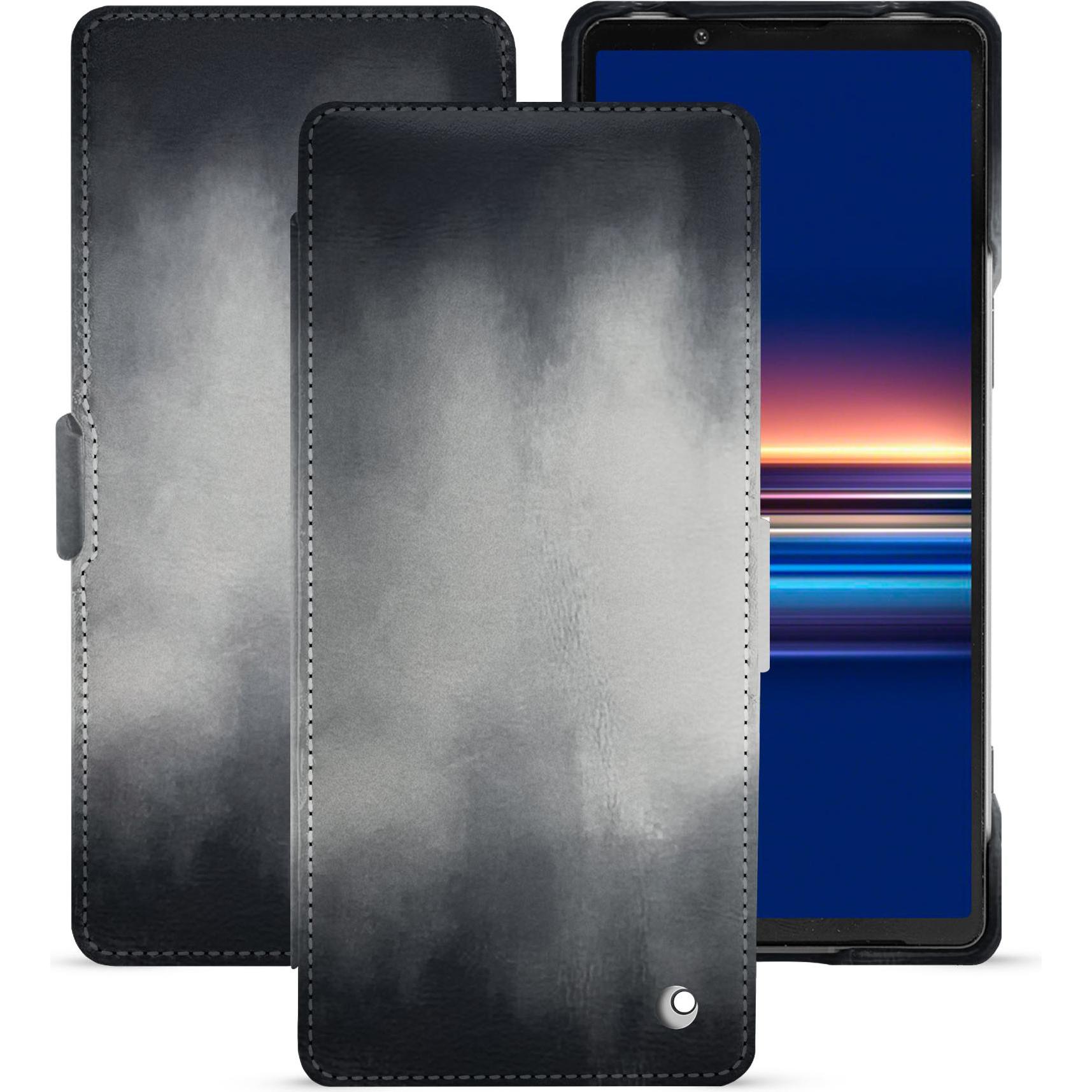 Noreve Lederschutzhülle horizontal (Sony Xperia 5 V), Smartphone Hülle, Grau
