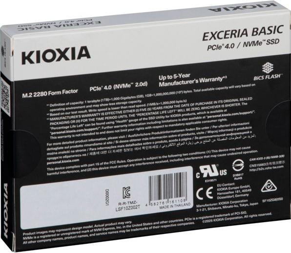 Actual product image Kioxia EXCERIA BASIC NVMe 1TB M.2 2280 PCIe 4.0 LSF10Z001T8 (1000 GB, M.2, M.2 2280)
