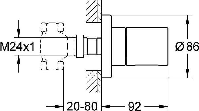 Actual product image Grohe UP valve top unit GROHTHERM 3000 C shut-off handle chrome