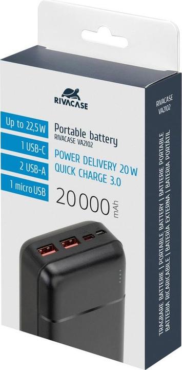 Actual product image Rivacase Power Bank (20000 mAh, 22.50 W, 74 Wh)