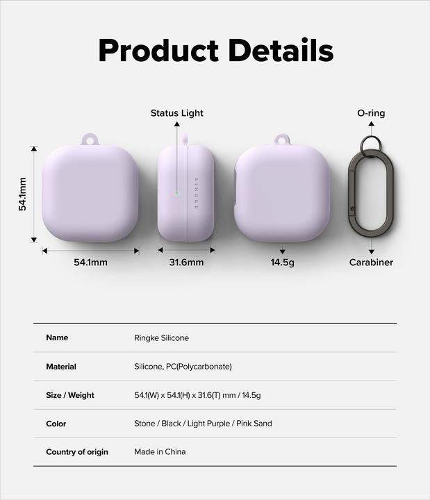 Produktbild Ringke - Silicone - Xiaomi Redmi Buds 4 Pro - Light Purple (Ladecase Hülle)