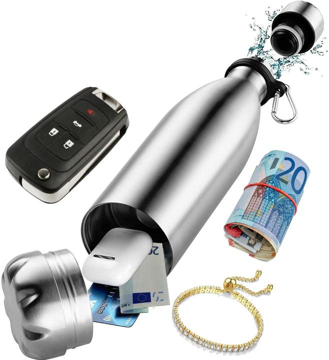 Immagine prodotto KH Security Bottiglia isolata con cassaforte nascosta, cromo (0.40 l)