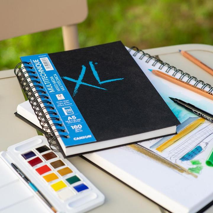 Actual product image Canson Sketchbook XL BOOK MIXED MEDIA, DIN A4 60 sheets, 210 x 297 mm, portrait format, 160 gsm, lightly (210 x 297 mm, Plain, Hardcover)