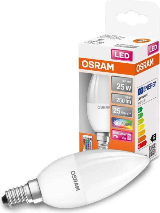 Image du produit Osram Lampes Led Retrofit Rgbw avec télécommande (E14, 25 W, 250 lm, 1 x, G)