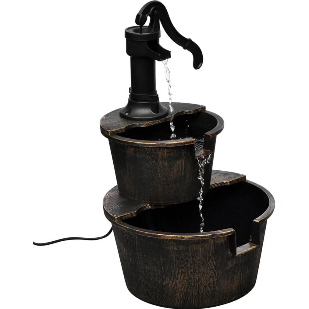 VidaXL, Brunnen + Gartenteich, Kaskadenbrunnen Handwasserpumpe-Design